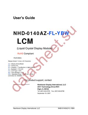 NHD-0140AZ-FL-YBW datasheet  